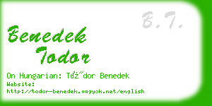 benedek todor business card